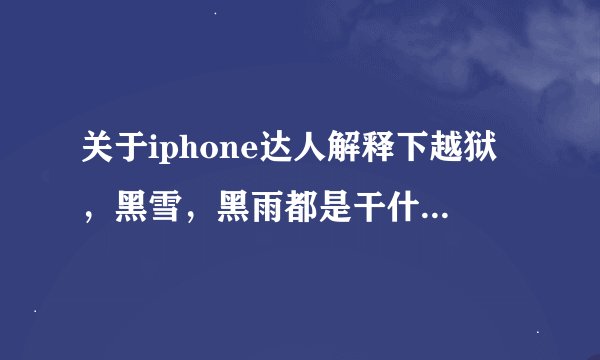 关于iphone达人解释下越狱，黑雪，黑雨都是干什么用的吗?