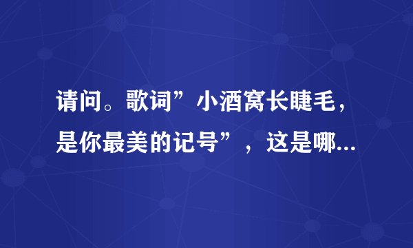 请问。歌词”小酒窝长睫毛，是你最美的记号”，这是哪首歌曲的歌词？？