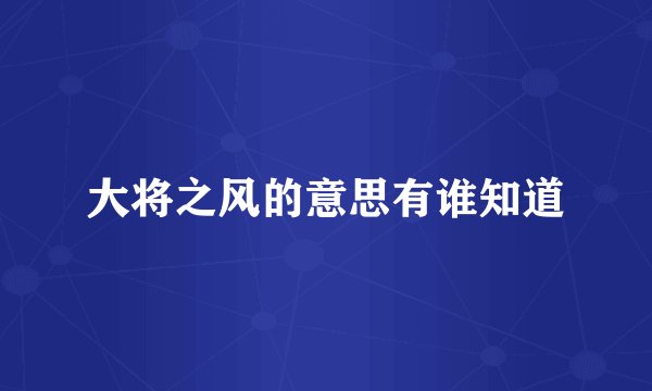 大将之风的意思有谁知道