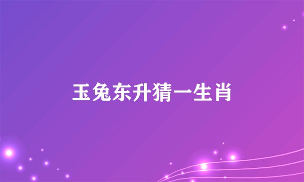 玉兔东升猜一生肖