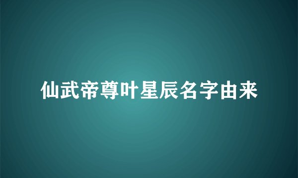仙武帝尊叶星辰名字由来