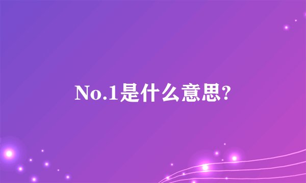 No.1是什么意思?