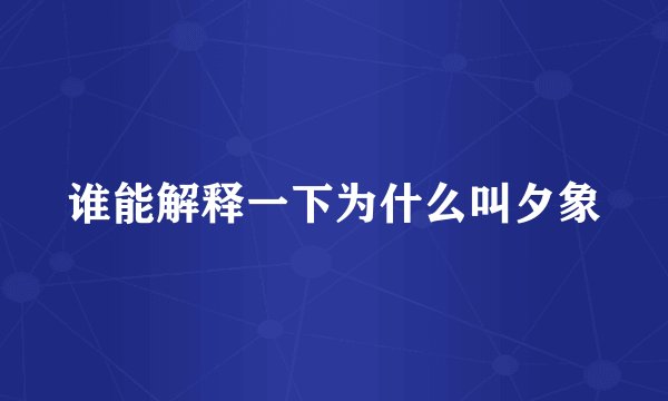 谁能解释一下为什么叫夕象