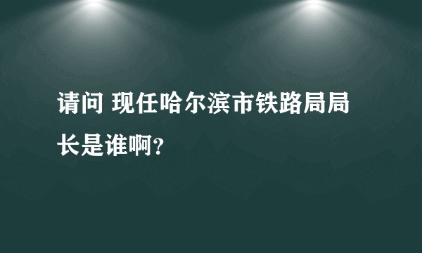 请问 现任哈尔滨市铁路局局长是谁啊？