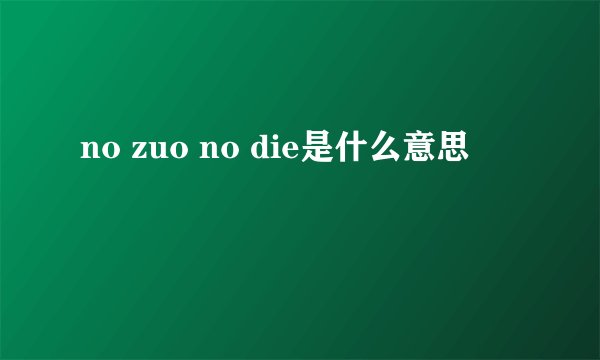 no zuo no die是什么意思