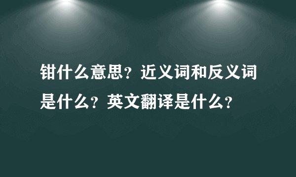 钳什么意思？近义词和反义词是什么？英文翻译是什么？