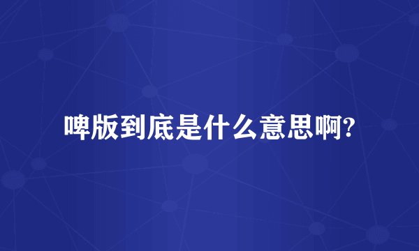 啤版到底是什么意思啊?