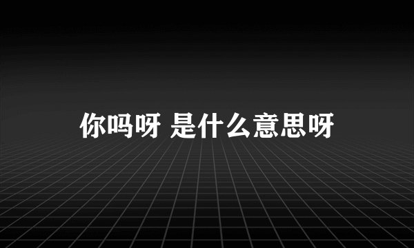 你吗呀 是什么意思呀