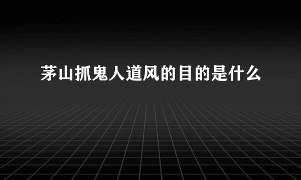 茅山抓鬼人道风的目的是什么
