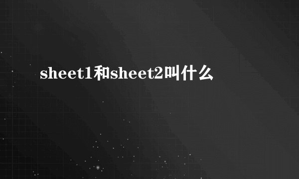 sheet1和sheet2叫什么