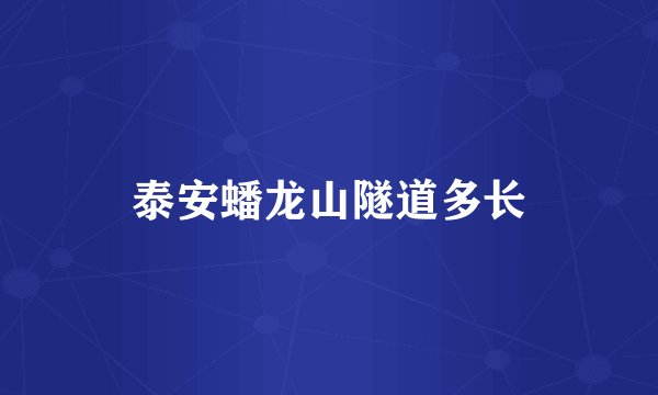泰安蟠龙山隧道多长
