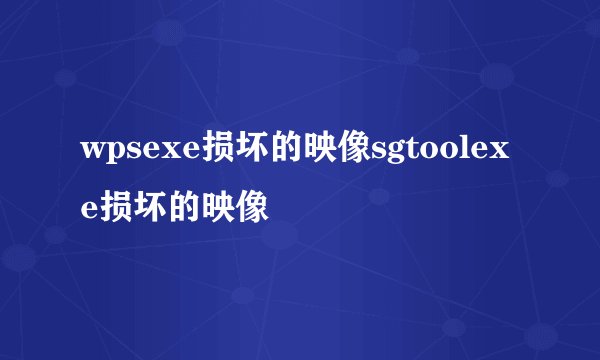 wpsexe损坏的映像sgtoolexe损坏的映像