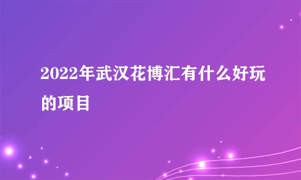 2022年武汉花博汇有什么好玩的项目