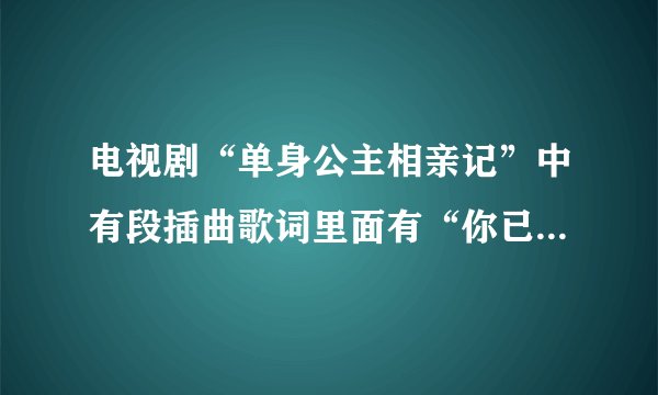 电视剧“单身公主相亲记”中有段插曲歌词里面有“你已经有了她的好”的这句。是个女的唱的 不是橘色气球这