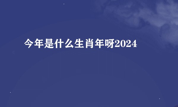 今年是什么生肖年呀2024