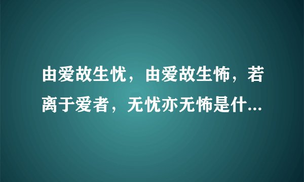 由爱故生忧，由爱故生怖，若离于爱者，无忧亦无怖是什么意思？