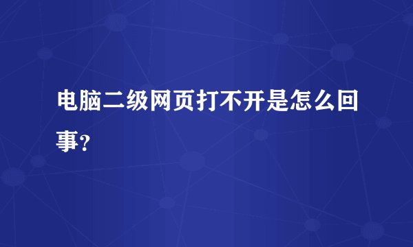 电脑二级网页打不开是怎么回事？