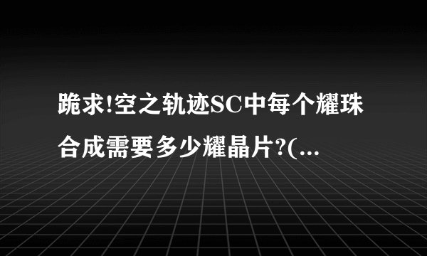 跪求!空之轨迹SC中每个耀珠合成需要多少耀晶片?(水耀珠,火耀珠...之类)