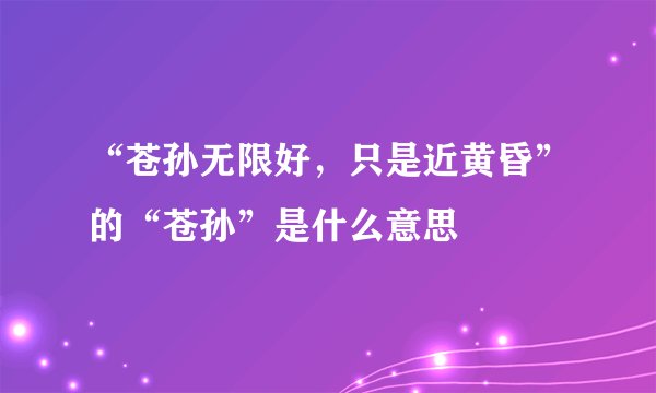 “苍孙无限好，只是近黄昏”的“苍孙”是什么意思
