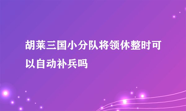 胡莱三国小分队将领休整时可以自动补兵吗