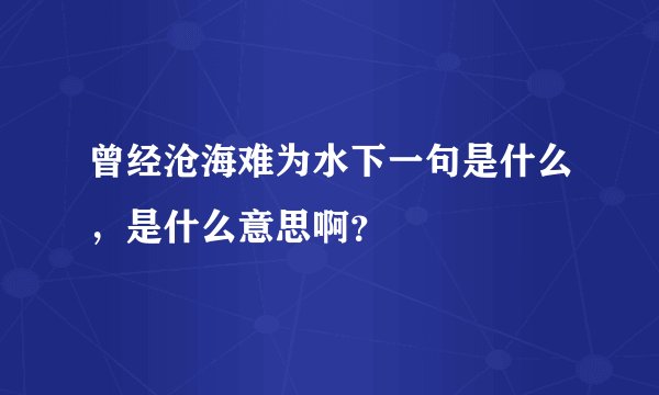 曾经沧海难为水下一句是什么，是什么意思啊？