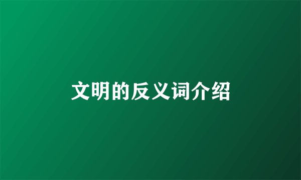 文明的反义词介绍