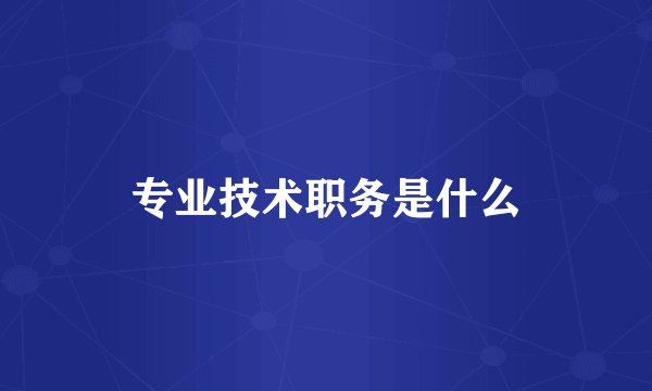 专业技术职务是什么