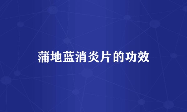 蒲地蓝消炎片的功效