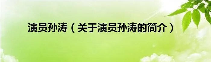 演员孙涛（关于演员孙涛的简介）