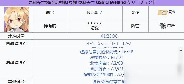 碧蓝航线克利夫兰如何获取 克利夫兰获取方法