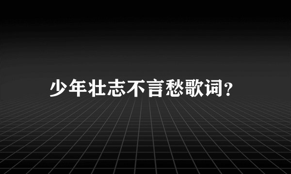 少年壮志不言愁歌词?