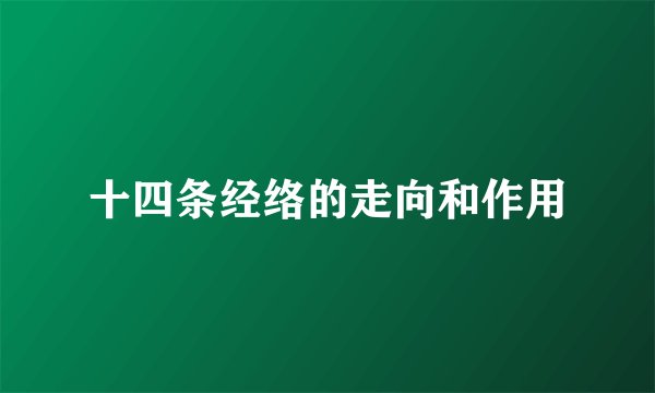 十四条经络的走向和作用