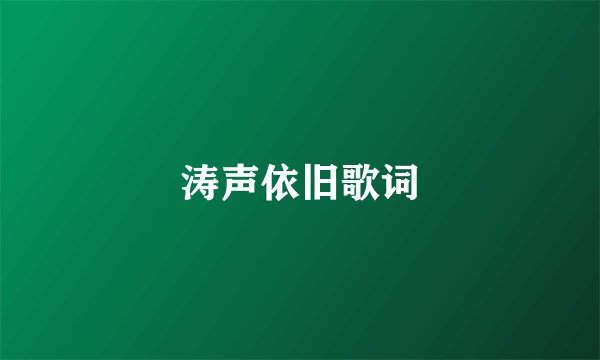 涛声依旧歌词