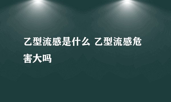 乙型流感是什么 乙型流感危害大吗