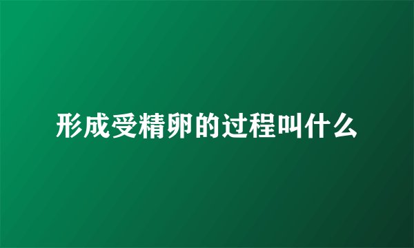 形成受精卵的过程叫什么