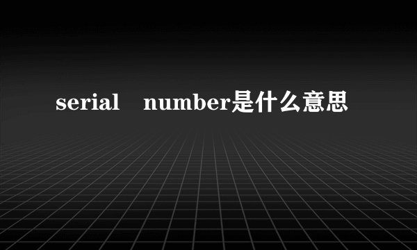 serial number是什么意思