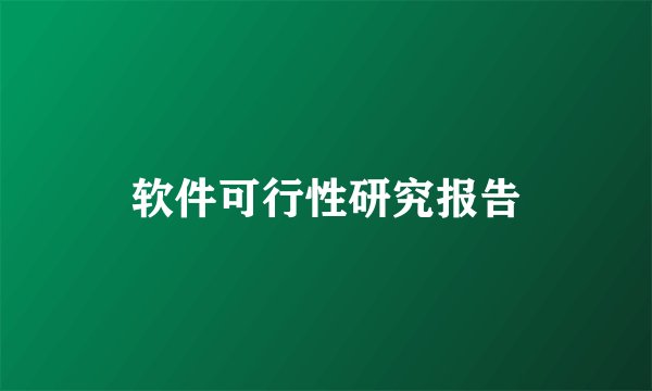 软件可行性研究报告
