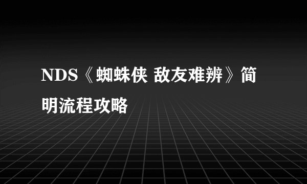 NDS《蜘蛛侠 敌友难辨》简明流程攻略