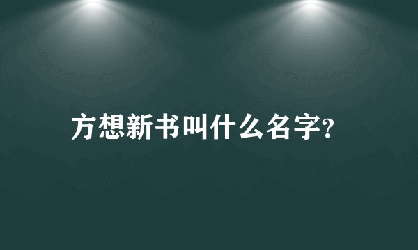 方想新书叫什么名字？