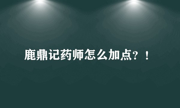 鹿鼎记药师怎么加点？！