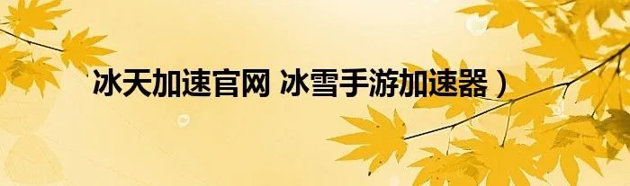 冰天加速官网 冰雪手游加速器）