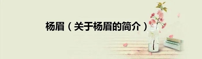 杨眉（关于杨眉的简介）