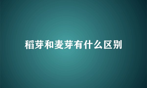稻芽和麦芽有什么区别