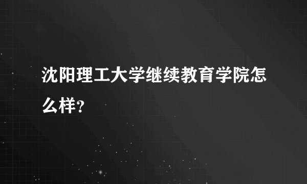 沈阳理工大学继续教育学院怎么样？