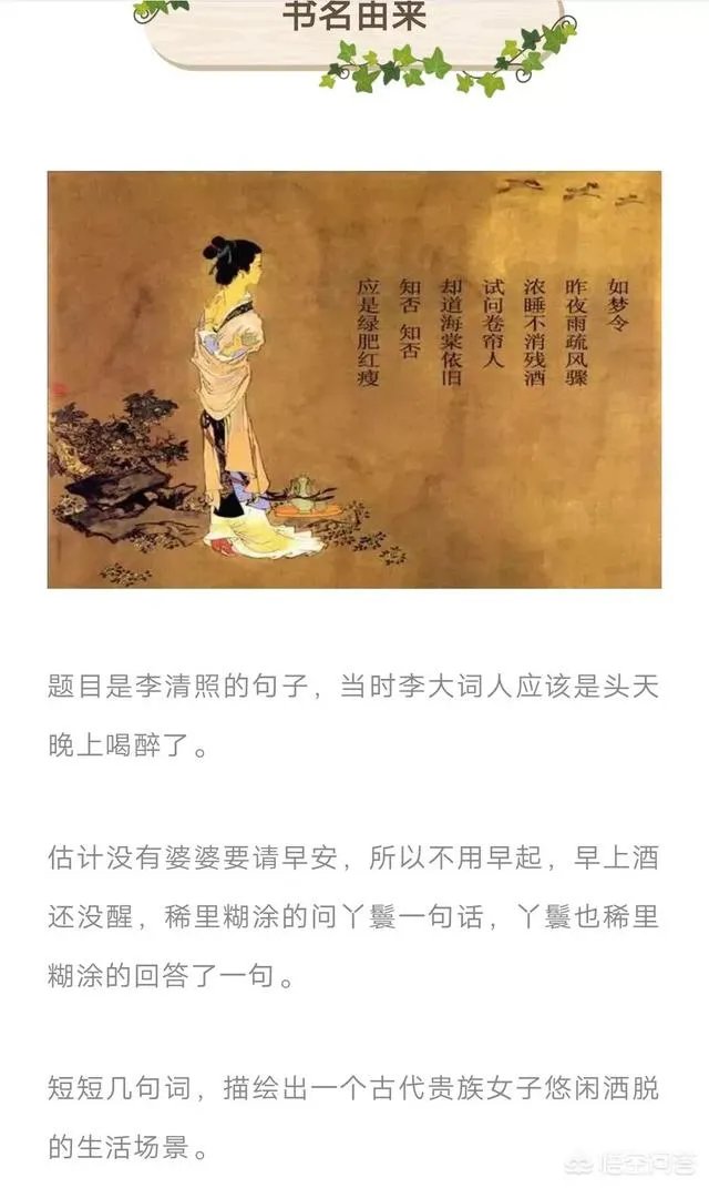 《知否知否应是绿肥红瘦》与剧情有什么关系吗?