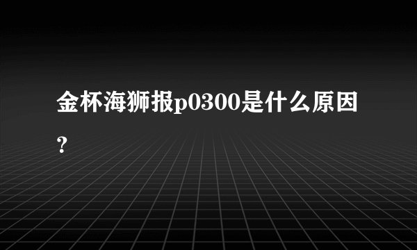金杯海狮报p0300是什么原因？