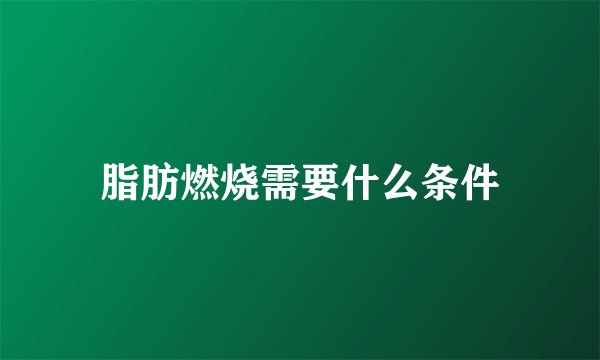 脂肪燃烧需要什么条件