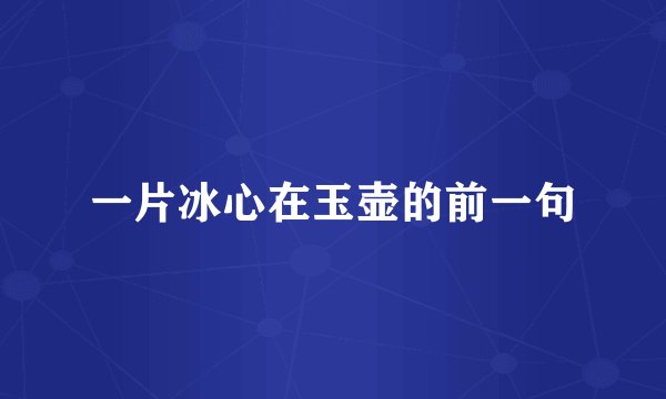 一片冰心在玉壶的前一句