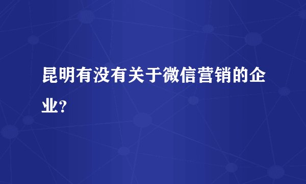 昆明有没有关于微信营销的企业？