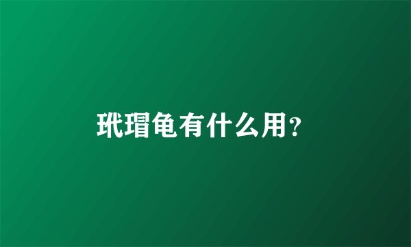 玳瑁龟有什么用？